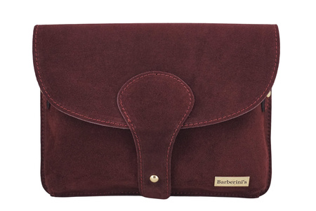 Zamszowa listonoszka na szerokim pasku - Bordowa 