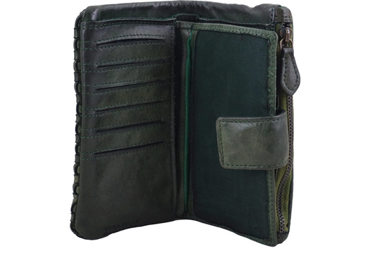Ekskluzywny portfel z miękkiej skóry - Zielony ciemny