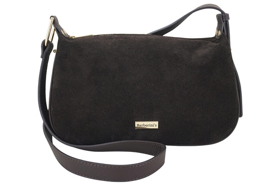 Elegancka torebka zamszowa na ramię - Brązowa ciemna 