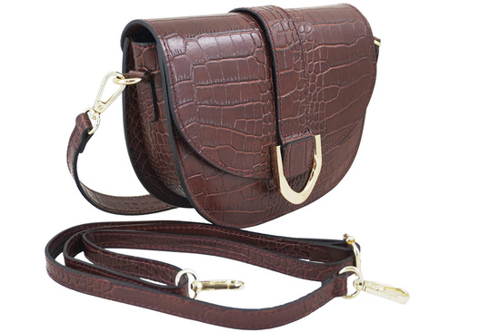 Listonoszka damska croco - Brązowa 