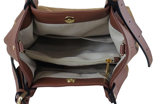 Elegancka torebka damska z naturalnego zamszu - Brązowa 