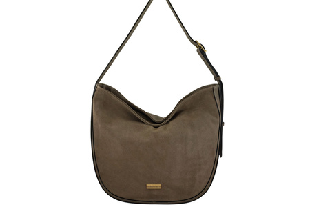 Duża torebka zamszowa na ramię - Beżowa ciemna 