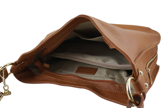 Duża i elegancka torebka skórzana - Brązowa jasna 