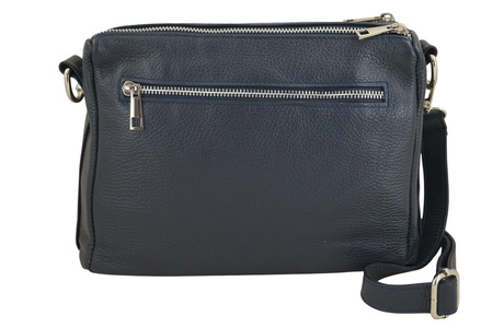 Codzienna torebka ze skóry naturalnej z zamszem - Granatowa