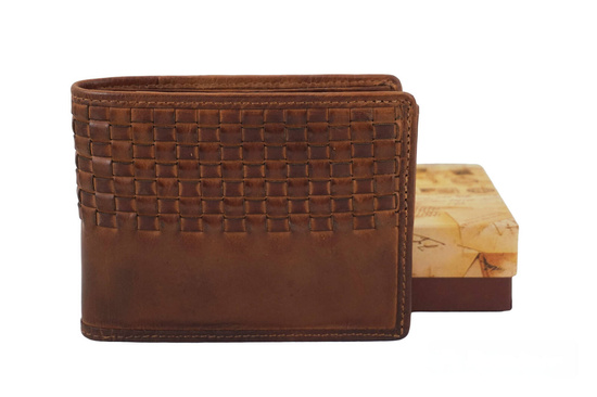 Stylowy portfel męski skórzany - Brązowy