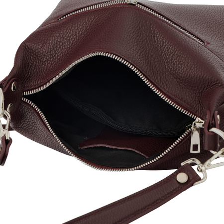 Skórzana torebka z zamszowym akcentem - Bordowa 