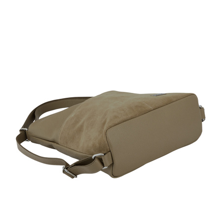 Torebka plecak z zamszem - Beżowa 