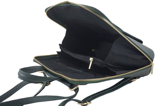 Plecak skórzany / listonoszka - Casual 2w1 - Zielony ciemny 