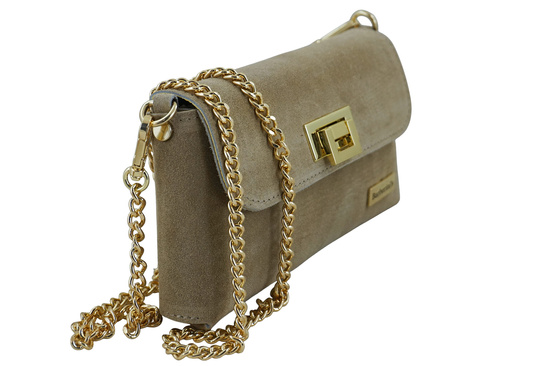 Zamszowa kopertówka na łańcuszku Barberinis - Beżowa 