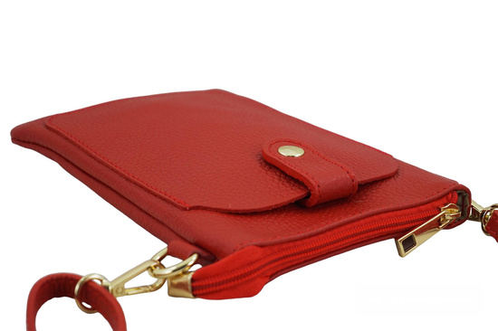 Torebka skórzana / etui na telefon - Czerwone jasne 