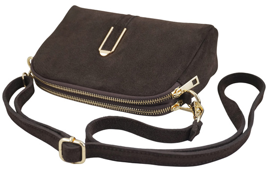 Mała torebka zamszowa wieczorowa - Brązowa ciemna