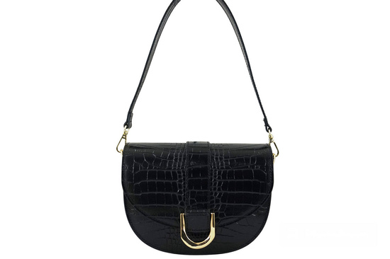 Listonoszka damska croco - Czarna 