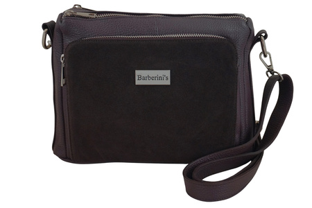 Codzienna torebka ze skóry naturalnej z zamszem - Brązowa ciemna 