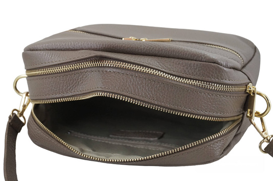 Pojemna torebka skórzana dwukomorowa - Beżowa ciemna 