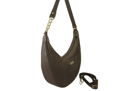 Stylowa torebka z zamszowym wykończeniem - Beżowa ciemna 