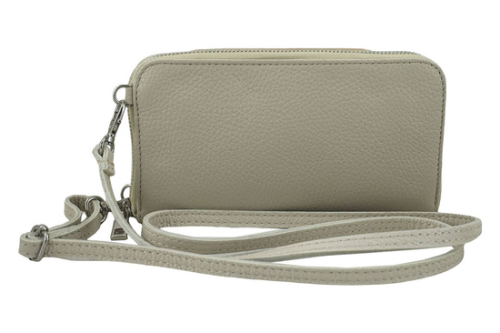 Portfel / etui na telefon ze skóry naturalnej - Beżowy jasny