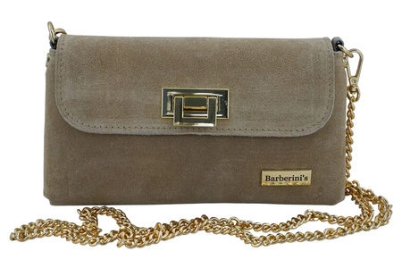 Zamszowa kopertówka na łańcuszku Barberinis - Beżowa