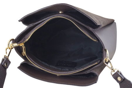 Torebka miejska z naturalnego zamszu i skóry - Brązowa ciemna 