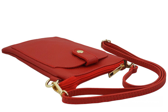 Torebka skórzana / etui na telefon - Czerwone jasne 