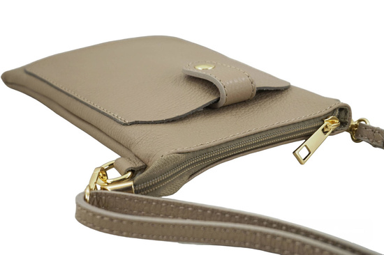 Torebka skórzana / etui na telefon - Beżowe