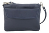 Torebka listonoszka skórzana - trzykomorowa - Szara ciemna