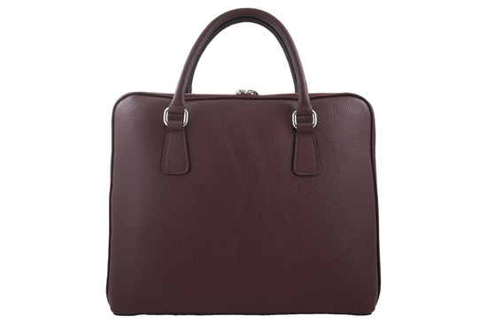 Skórzana torba na laptopa Casual - Bordowa 