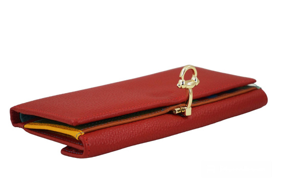 Duży portfel ze złotym zapięciem - Czerwony
