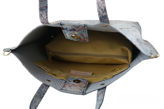 Torebka shopper z kolorowym nadrukiem - Biała 