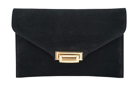 Stylowa kopertówka zamszowa Barberinis - Czarna 