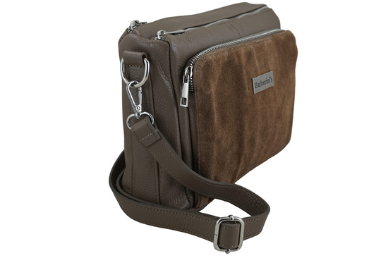 Codzienna torebka ze skóry naturalnej z zamszem - Beżowa ciemna 