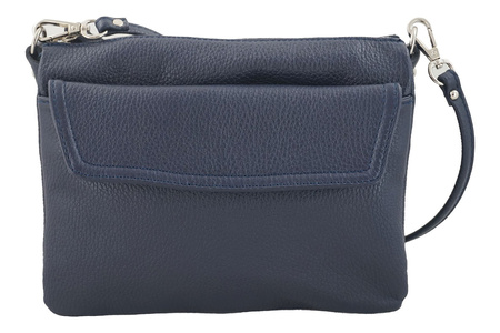 Torebka listonoszka skórzana - trzykomorowa - Szara ciemna