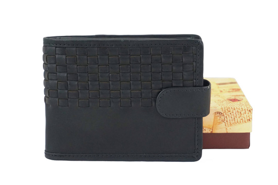 Ekskluzywny portfel męski z zapięciem - Czarny 