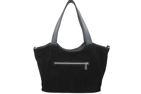 Torebka damska zamszowa typu worek - Czarna  