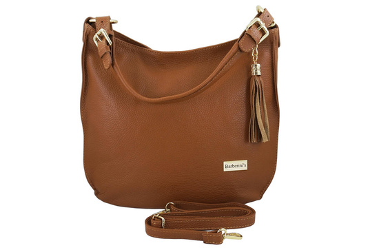 Duża i elegancka torebka skórzana - Brązowa jasna 