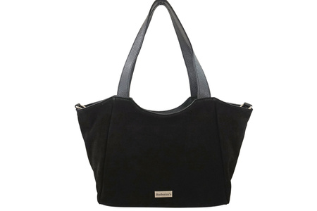 Torebka damska zamszowa typu worek - Czarna  