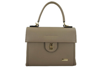 Skórzana torebka kuferek do ręki - Beżowa