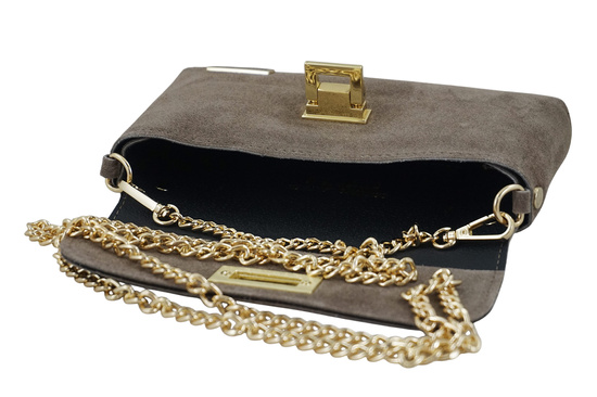 Zamszowa kopertówka na łańcuszku Barberinis - Beżowa ciemna 