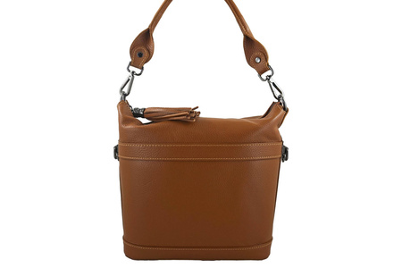 Damski kuferek skórzany na ramię - Brązowy jasny