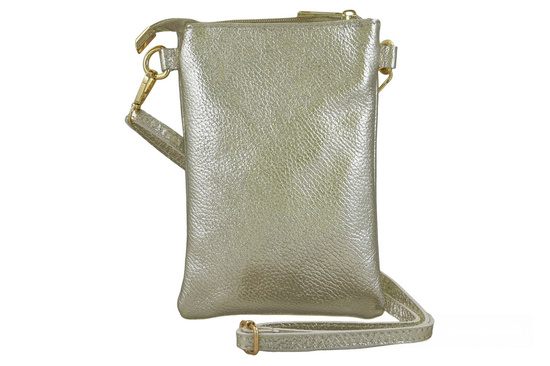 Mini torebka / etui ze skóry metalizowanej - Złota 