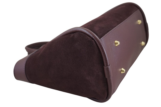 Elegancka torebka ze skóry zamszowej - Bordowa 