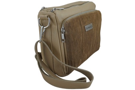 Codzienna torebka ze skóry naturalnej z zamszem - Beżowa