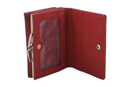 Mały portfel damski lakierowany - CROCO - Czerwony