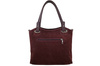 Duża elegancka torebka z naturalnej skóry i zamszu - Bordowa