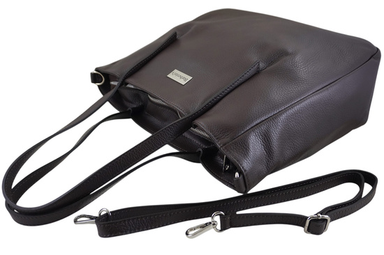 Shopperka damska skórzana Barberinis - Brązowa ciemna