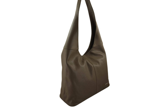 Modna torebka worek na szerokim uchwycie - Beżowa ciemna 