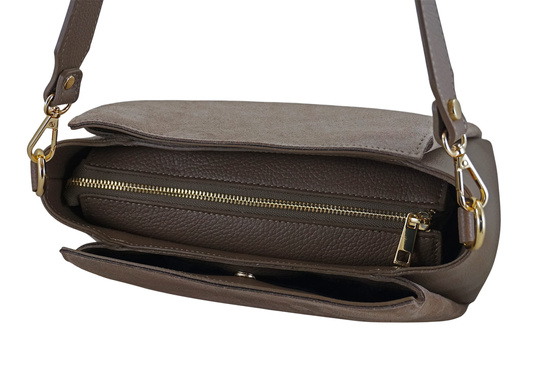 Torebka miejska z naturalnego zamszu i skóry - Beżowa ciemna 