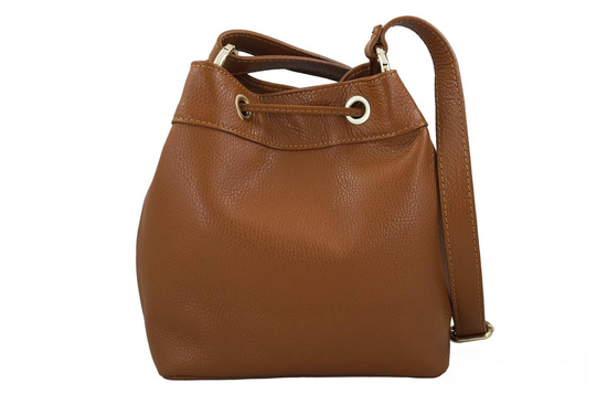 Torebka skórzana / mini worek - Brązowa jasna 