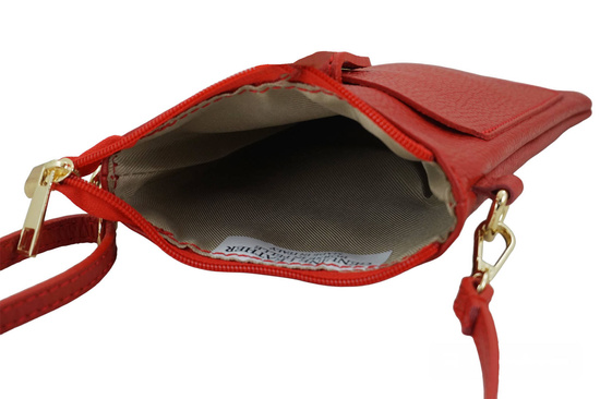 Torebka skórzana / etui na telefon - Czerwone jasne 