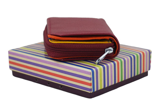 Portfel skórzany damski włoski - Fuksja