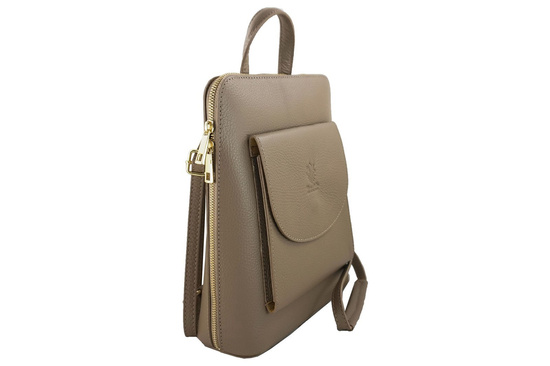 Plecak skórzany / listonoszka - Casual 2w1 - Beżowy 